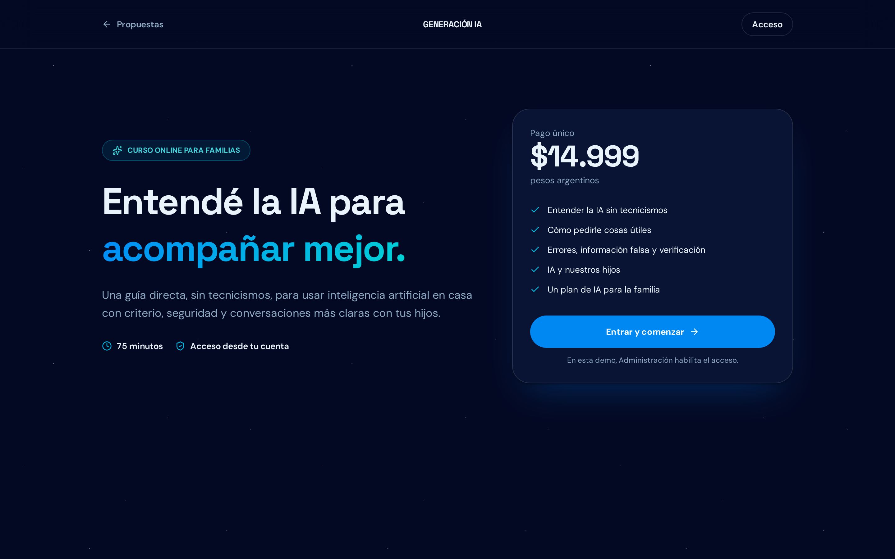 Curso dentro de la plataforma Generación IA